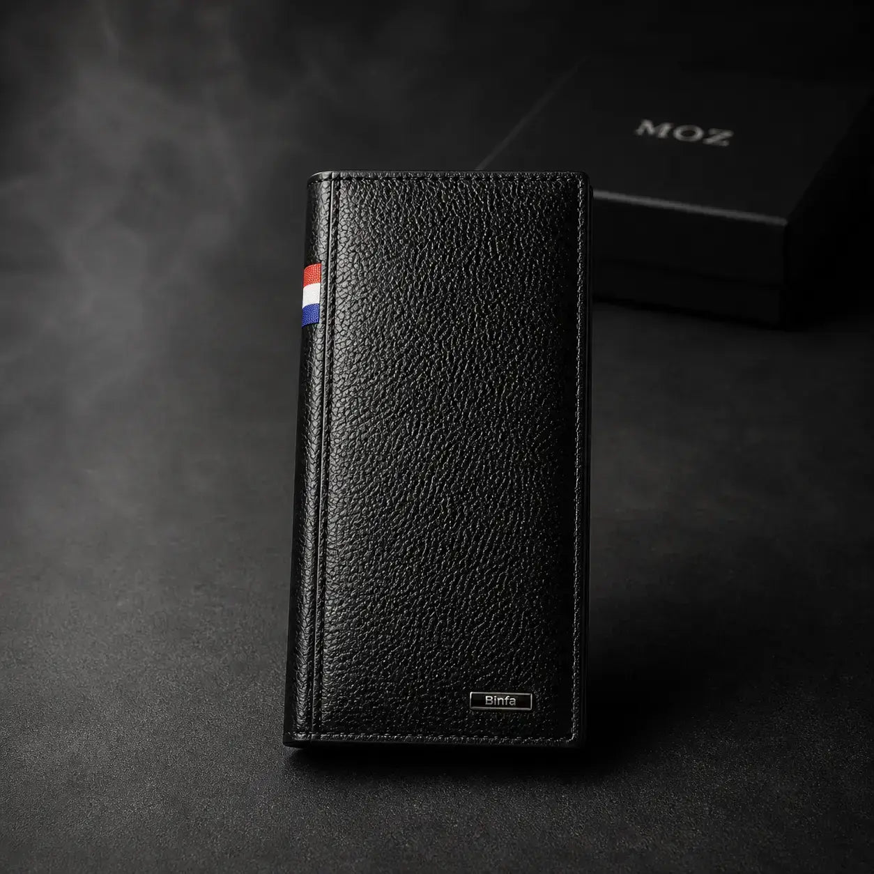 Textured leather long wallet additional view